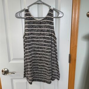 Old Navy Charcoal and White Striped Tank Top